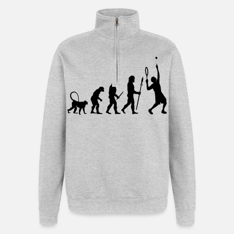 Evolution eines Tennisspielers - Quarter-Zip-Sweatshirt - Grau meliert