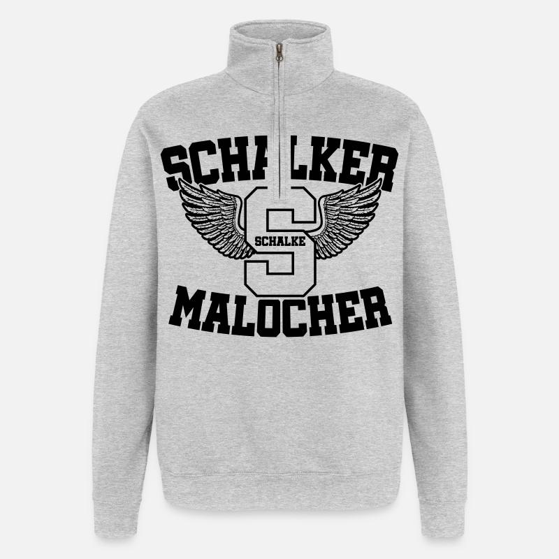 Farbe änderbar | Schalker Malocher - Quarter-Zip-Sweatshirt - Grau meliert