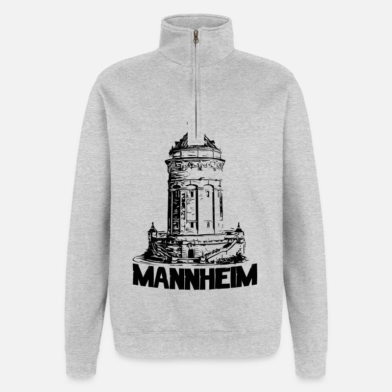 Mannheimer Wasserturm Mannheim schwarz - Quarter-Zip-Sweatshirt - Grau meliert