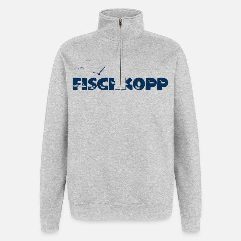 Fischkopp - Quarter-Zip-Sweatshirt - Grau meliert