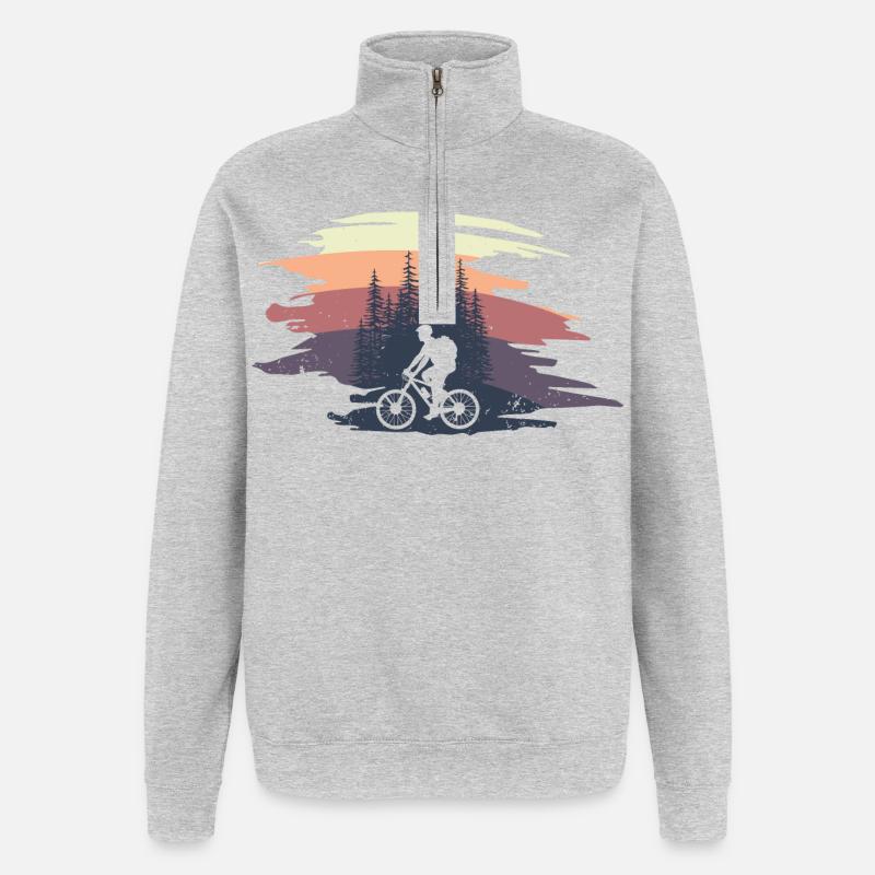 Mountainker im Wald - Quarter-Zip-Sweatshirt - Grau meliert