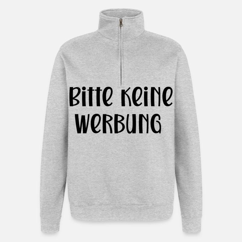 Bitte keine Werbung - Quarter-Zip-Sweatshirt - Grau meliert