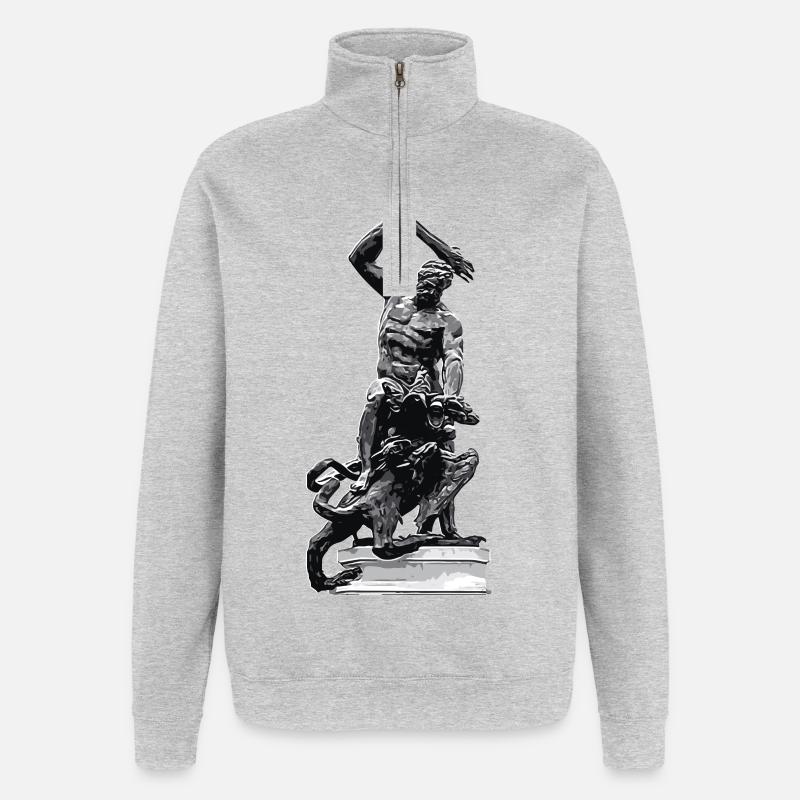 Herkulesbrunnen Augsburger Herkules - Quarter-Zip-Sweatshirt - Grau meliert