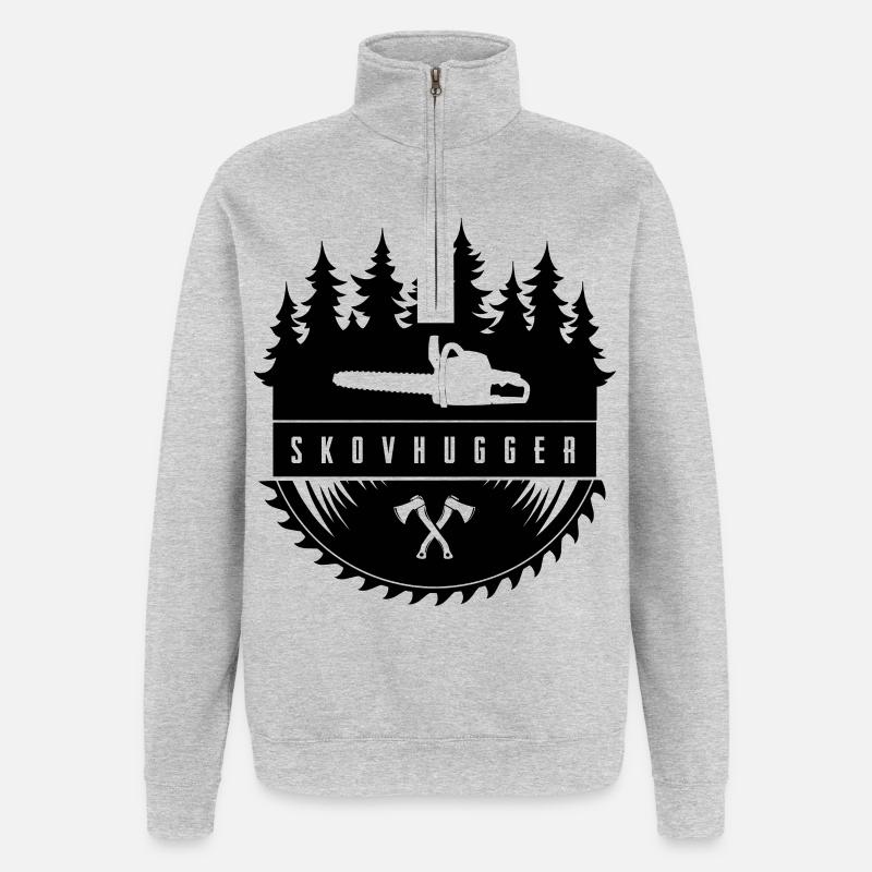 Bûcheron - Sweat à zip 1/4 - gris chiné