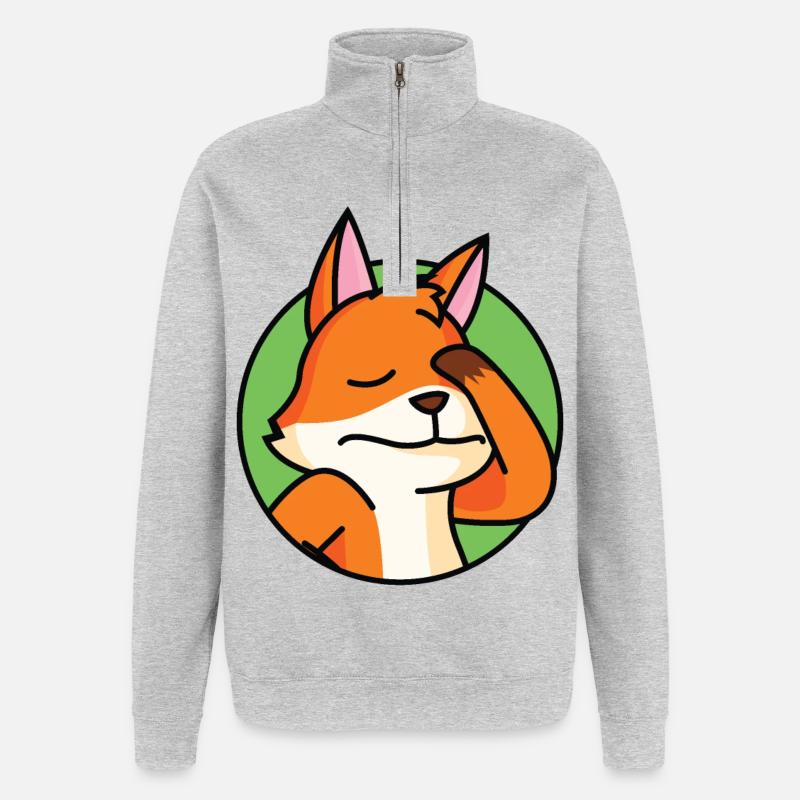 Facepalm Fox - Quarter-Zip Sweatshirt - heather grey