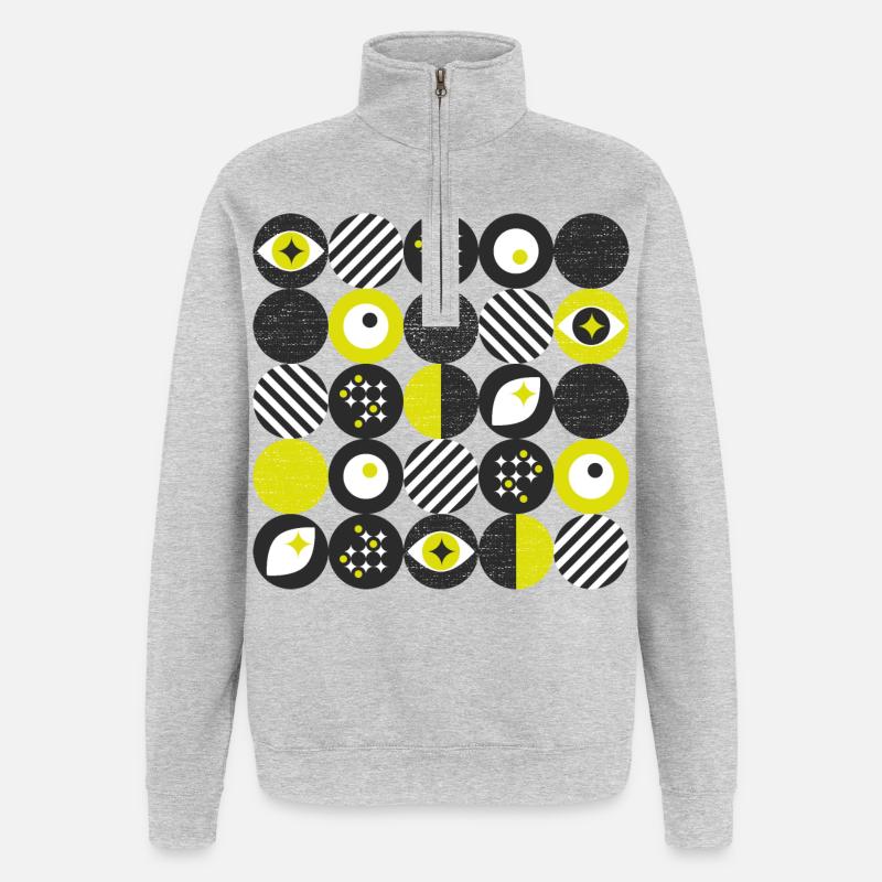 minimimalisme audacieux l points l jaune - Sweat à zip 1/4 - gris chiné