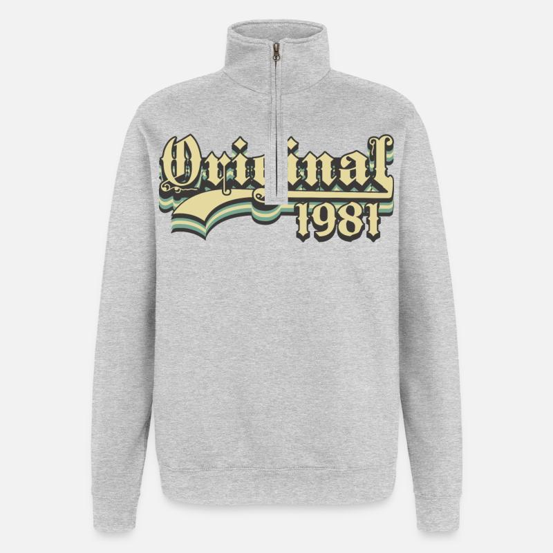 Né en 1981 - Sweat à zip 1/4 - gris chiné