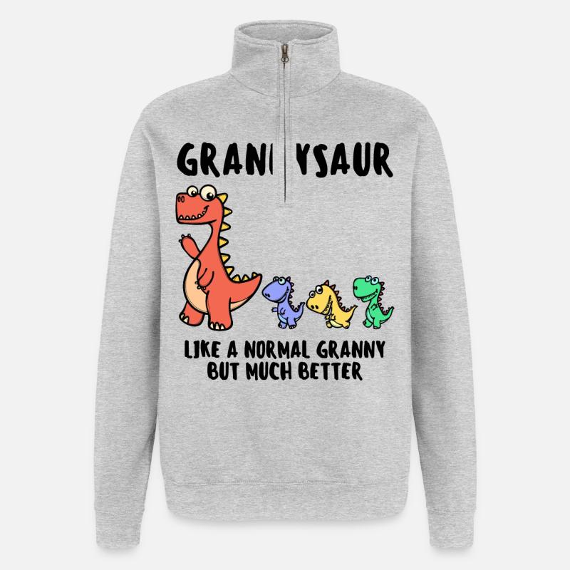 Oma Großmutter Dinosaurier Lustig Statement - Quarter-Zip-Sweatshirt - Grau meliert