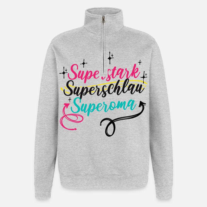 Oma Großmutter Superoma Alte Frau Spruch - Quarter-Zip-Sweatshirt - Grau meliert