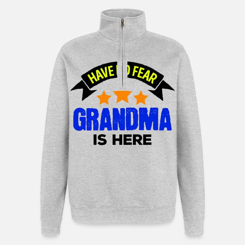 Grand-mère Grand-mère Cool Déclaration Lieblingsomi Omi - Sweat à zip 1/4 - gris chiné