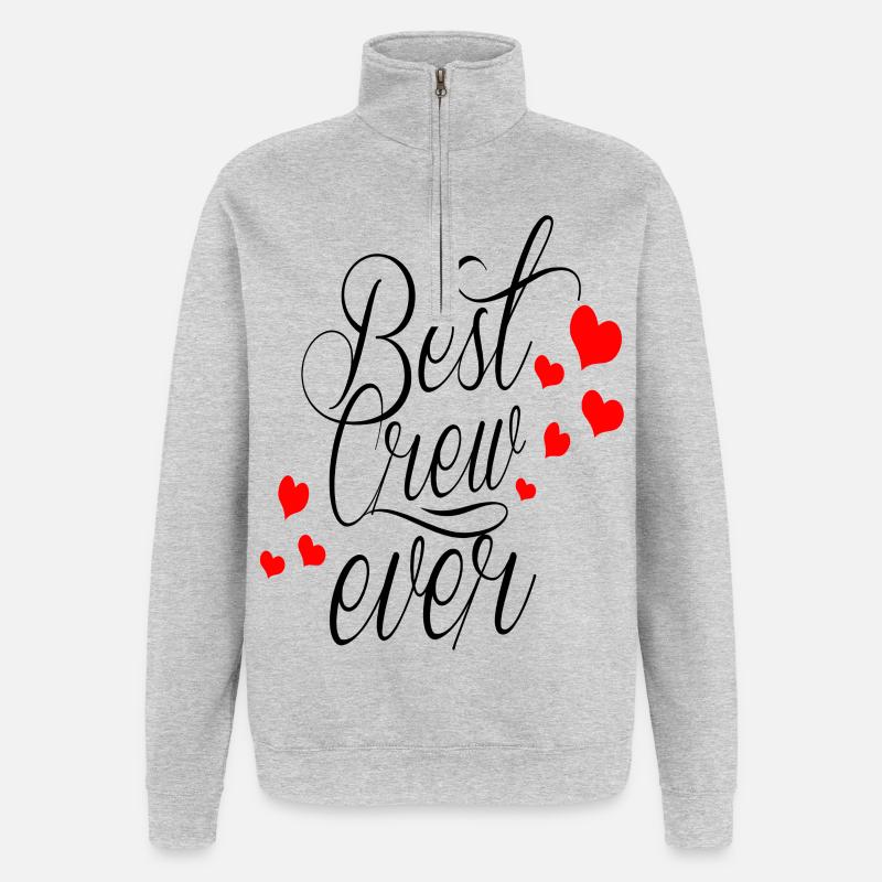 BEST CREW EVER - Quarter-Zip-Sweatshirt - Grau meliert