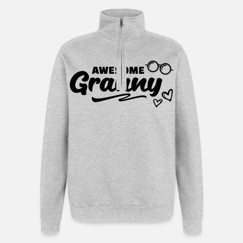 Brille Oma Großmutter Statement Alles Gute - Quarter-Zip-Sweatshirt - Grau meliert