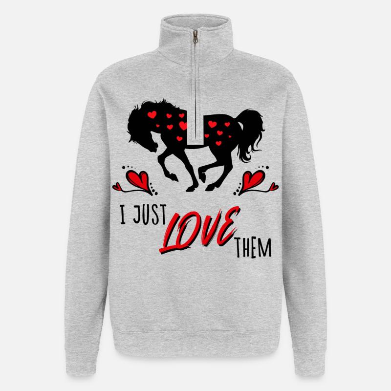 Isländer Islandpferde Pferde Statement Herz - Quarter-Zip-Sweatshirt - Grau meliert
