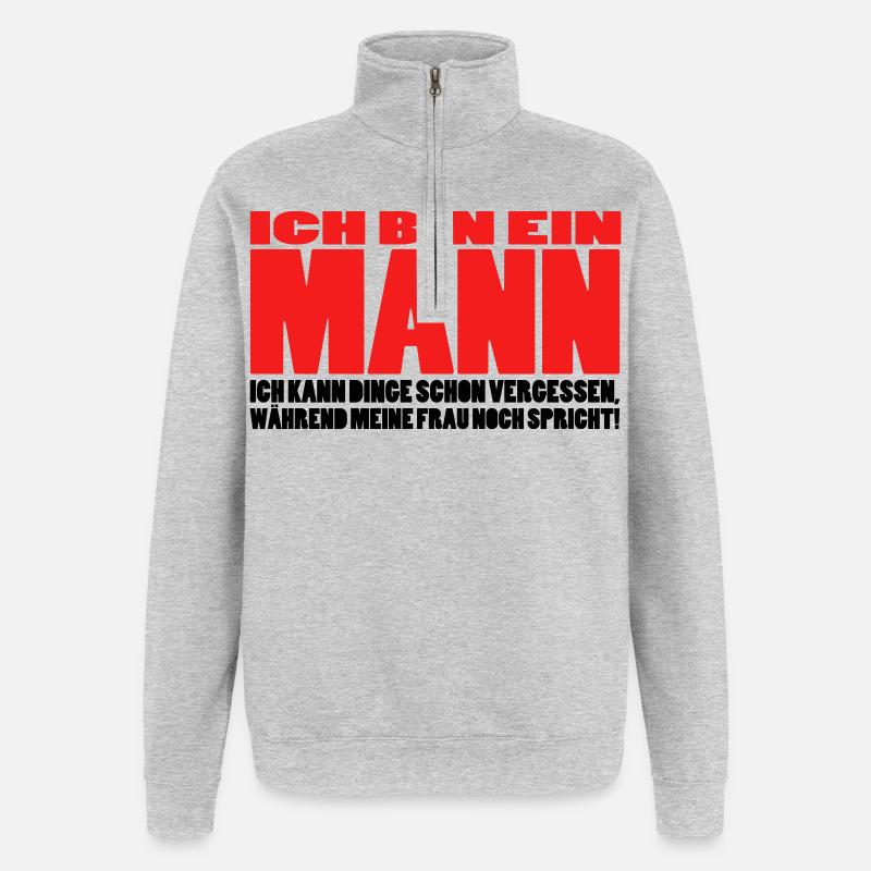 mann spruch witzig männer ehemann ehe - Quarter-Zip-Sweatshirt - Grau meliert