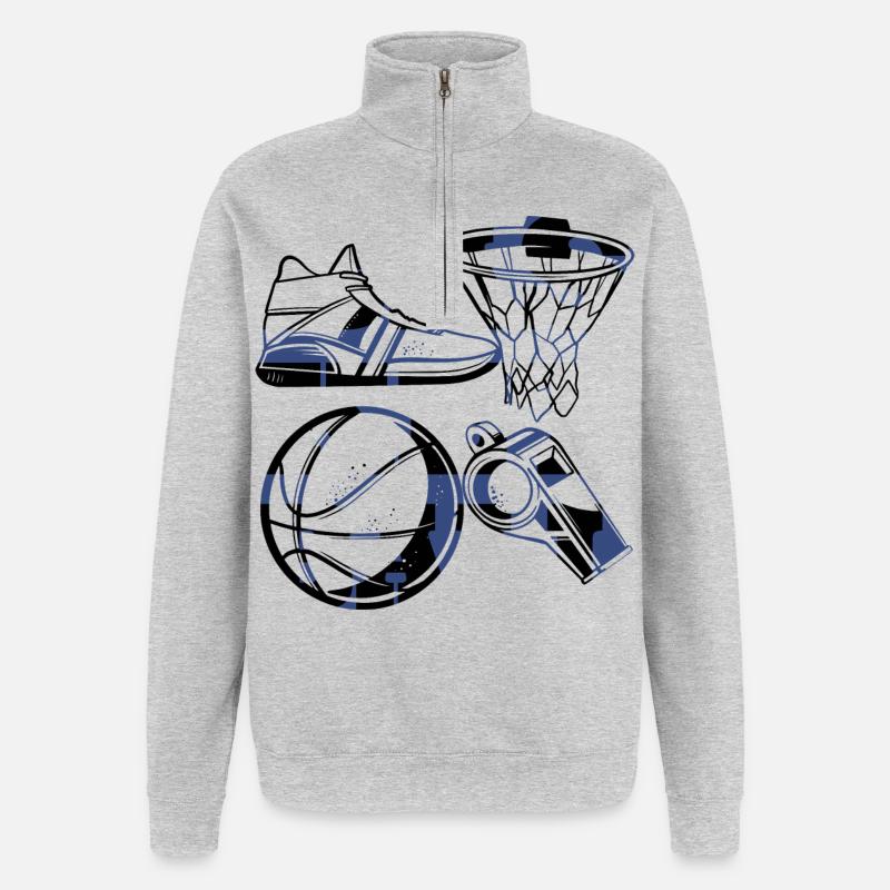 Basketteur - Sweat à zip 1/4 - gris chiné