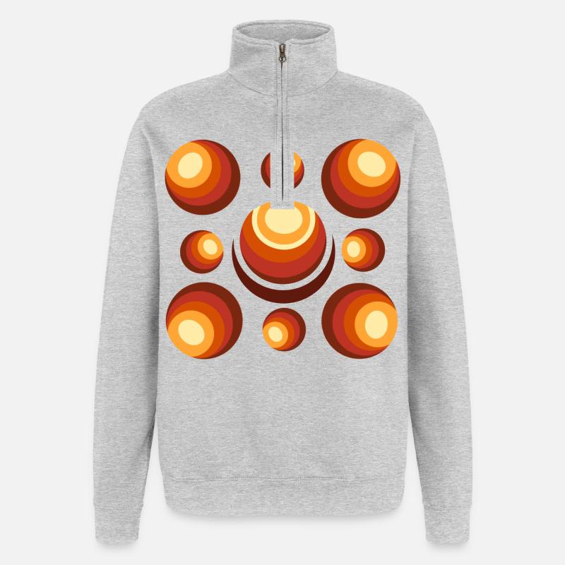Retro Ball Pattern Mid-Century - Quarter-Zip Sweatshirt - heather grey