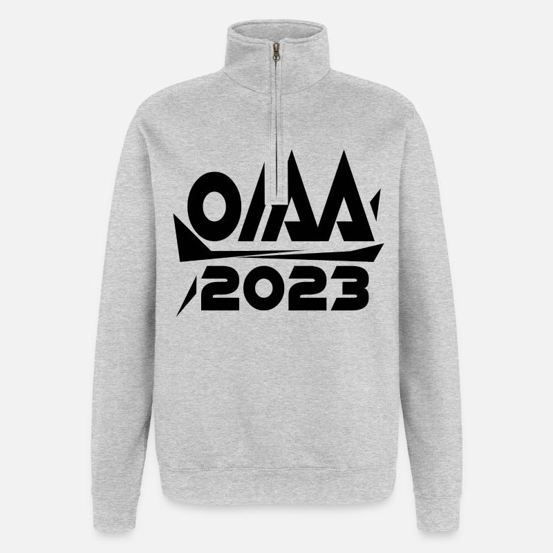 Großmutter 2023 - Oma Geschenk - Quarter-Zip-Sweatshirt - Grau meliert