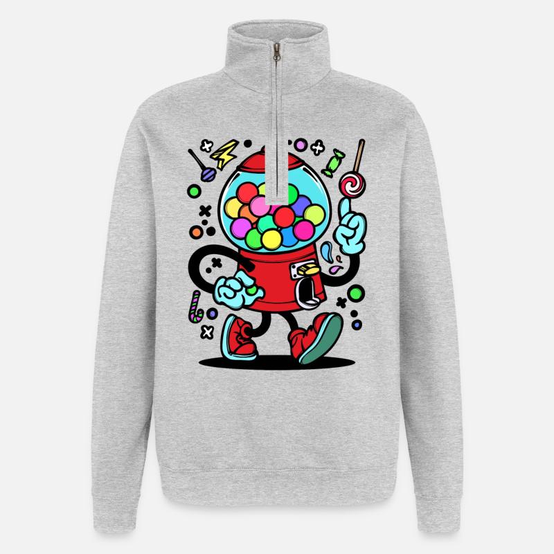 Bonbons Chocolat Délicieux Snacking Dent Sucrée - Sweat à zip 1/4 - gris chiné