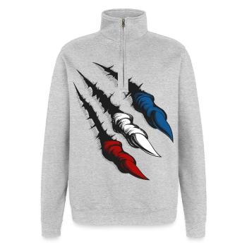 Rostocker Krallen - Quarter-Zip-Sweatshirt - Grau meliert - Vorne - AI Model Female 172 light (172cm) & AI Model Male 178 dark (178cm)