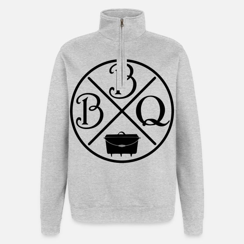 BBQ Dutchoven - Quarter-Zip-Sweatshirt - Grau meliert