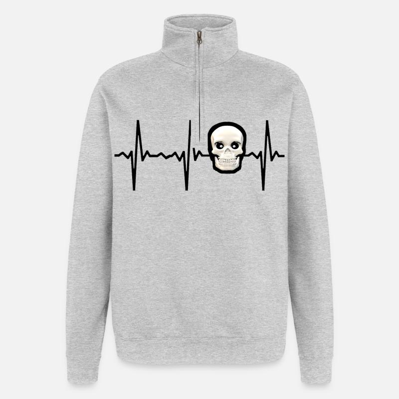 Skull Skeleton Skeleton Body Pulse Pulse - Quarter-Zip Sweatshirt - heather grey