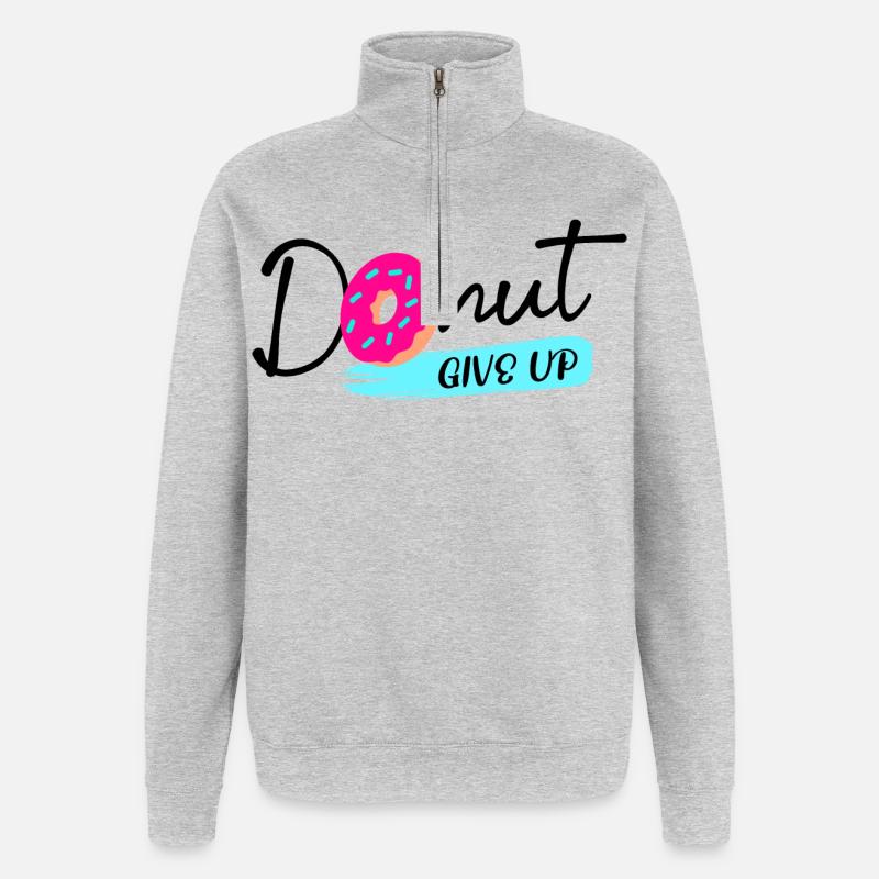Donut Süßigkeiten Statement Naschen Lecker - Quarter-Zip-Sweatshirt - Grau meliert
