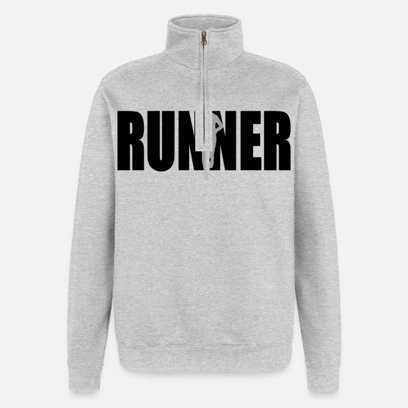 Coureur - Sweat à zip 1/4 - gris chiné