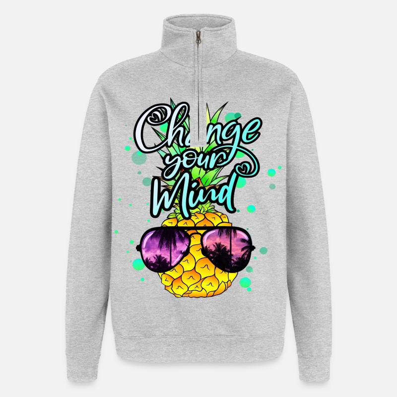 Pineapple change your thinking - Quarter-Zip Sweatshirt - heather grey