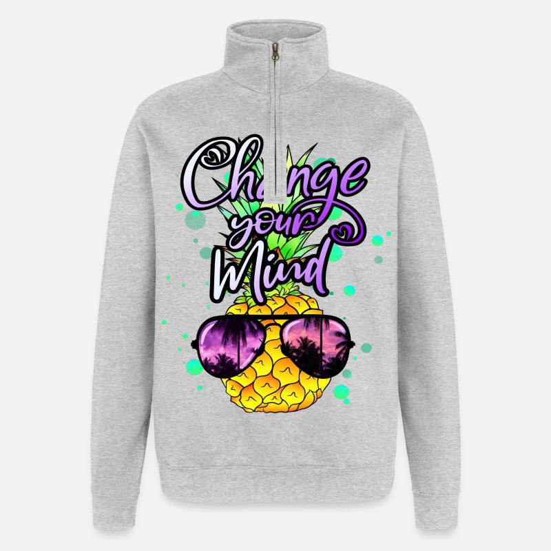 coole Ananas Change your Mind - Quarter-Zip-Sweatshirt - Grau meliert