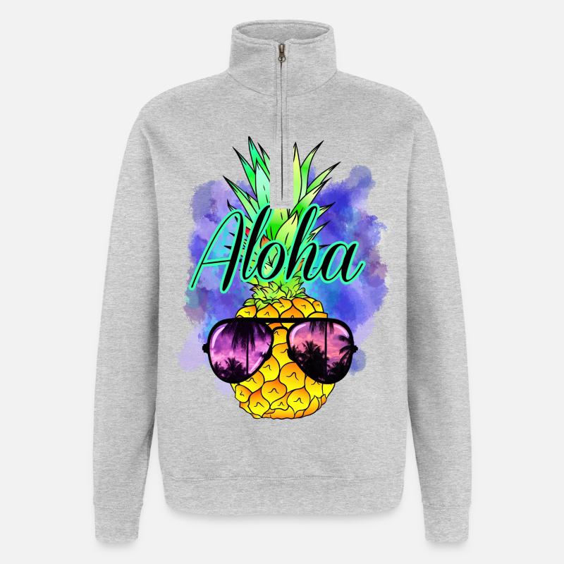 Aloha Pineapple - Quarter-Zip Sweatshirt - heather grey