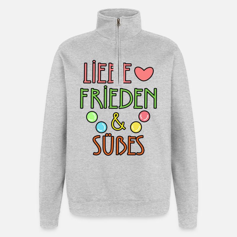 Dessert Heart Candy Sweets Déclaration - Sweat à zip 1/4 - gris chiné