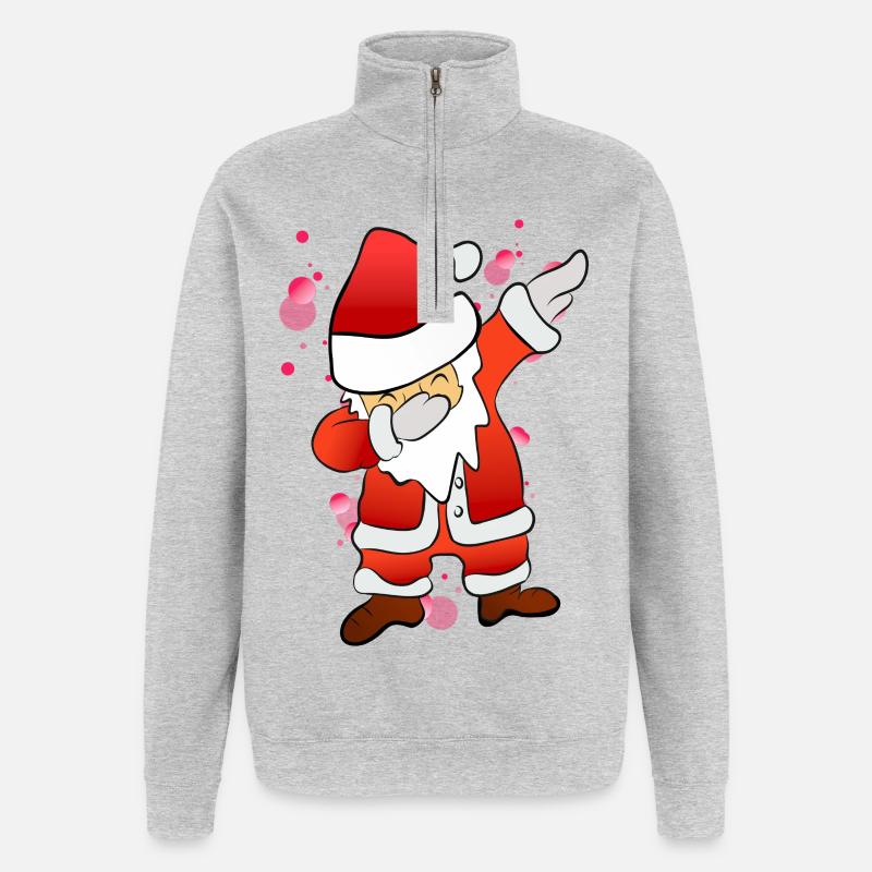 Dabbing Nikolaus - Quarter-Zip-Sweatshirt - Grau meliert