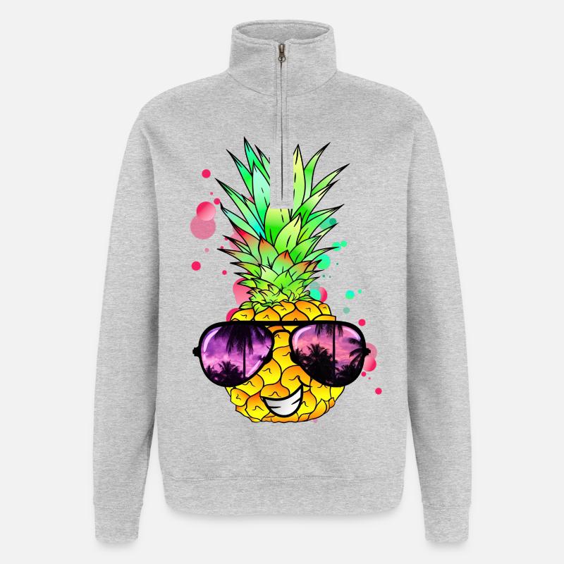 Ananas cool bunt spritzig - Quarter-Zip-Sweatshirt - Grau meliert