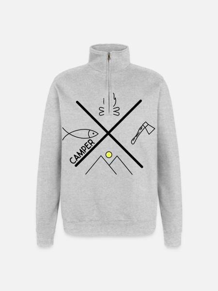 Fun design for campers - Quarter-Zip Sweatshirt - heather grey