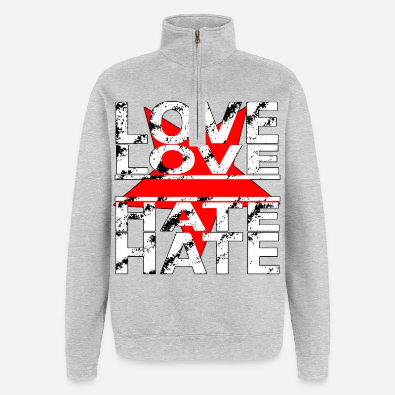 love love hate hate - Quarter-Zip-Sweatshirt - Grau meliert