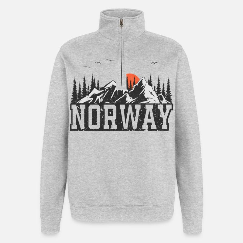 Norvège - Sweat à zip 1/4 - gris chiné