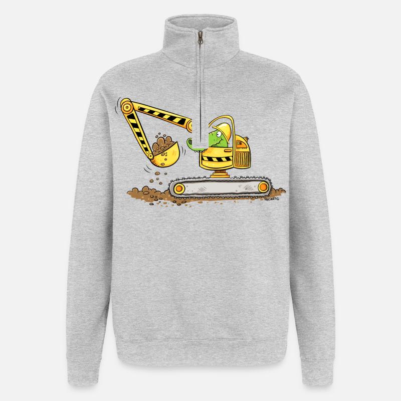 Bagger Mit Krokodil Baustelle Baggerfahrer Jungen - Quarter-Zip-Sweatshirt - Grau meliert