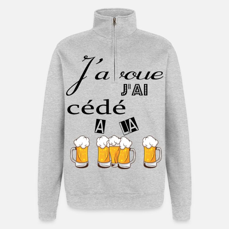 J''ai cédé à la pression - Sweat à zip 1/4 - gris chiné