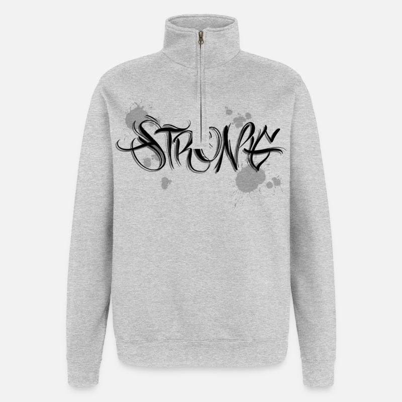 Stark Strong Motivation Graffiti - Quarter-Zip-Sweatshirt - Grau meliert