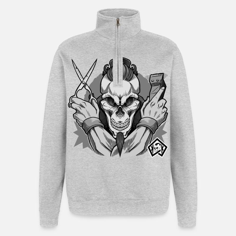 Coiffeur, Barbier, Coupe de cheveux, Maître Coiffeur - Sweat à zip 1/4 - gris chiné