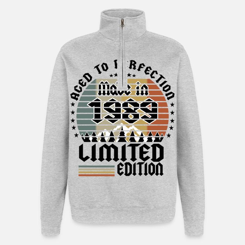 Édition limitée 1989 - Sweat à zip 1/4 - gris chiné