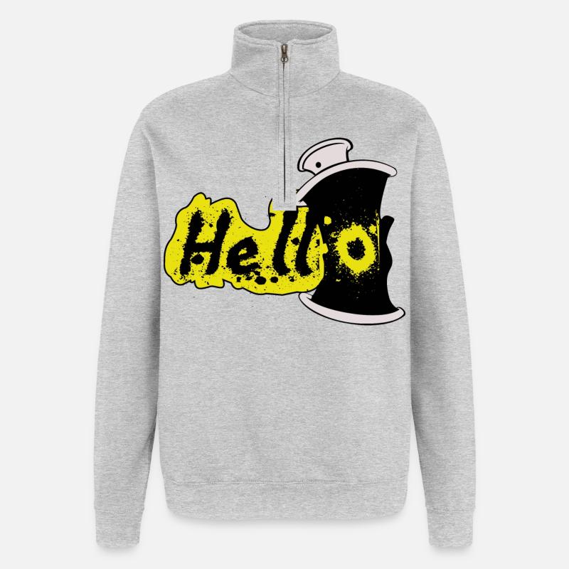 Hallo Spray Effekt - Quarter-Zip-Sweatshirt - Grau meliert