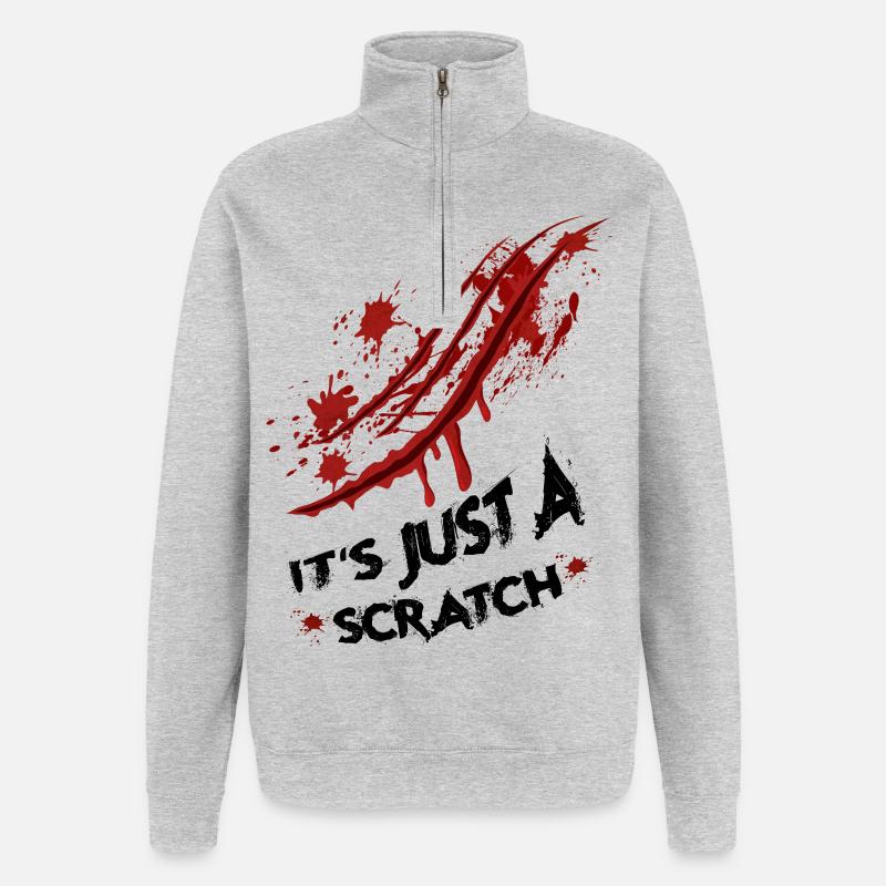 Juste une égratignure - Sweat à zip 1/4 - gris chiné