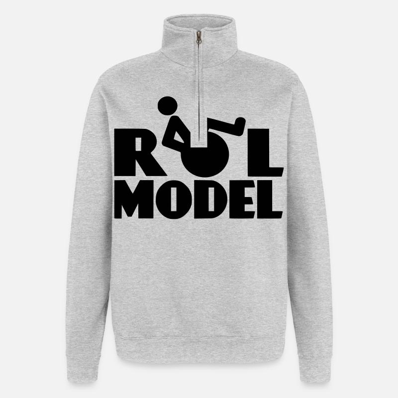 Modèle # - Sweat à zip 1/4 - gris chiné