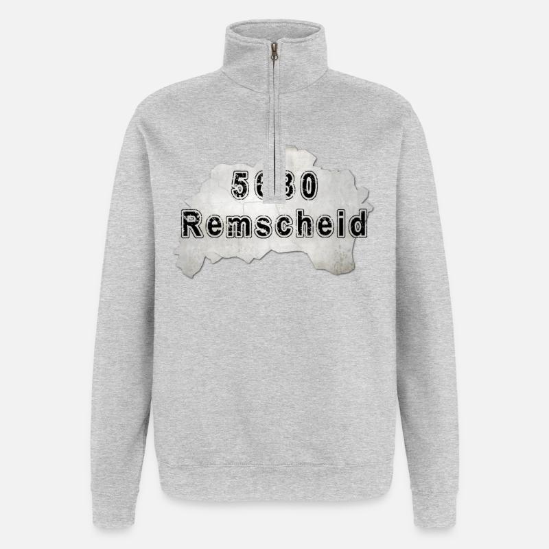 Remscheid 5630 Postkartenstil - Quarter-Zip-Sweatshirt - Grau meliert