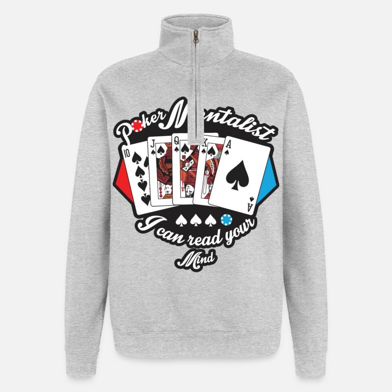 Poker Mind Reader - Quarter-Zip Sweatshirt - heather grey