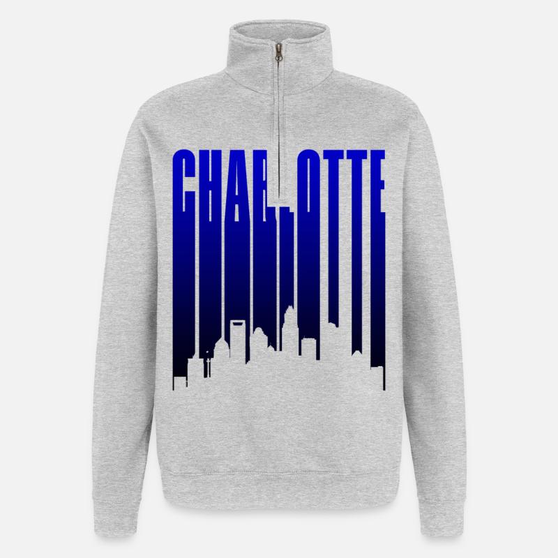 Charlotte Skyline Blau Gradient - Quarter-Zip-Sweatshirt - Grau meliert