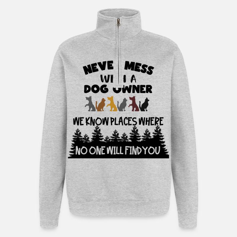 Ein Hundebesitzer kennt gute Verstecke * - Quarter-Zip-Sweatshirt - Grau meliert
