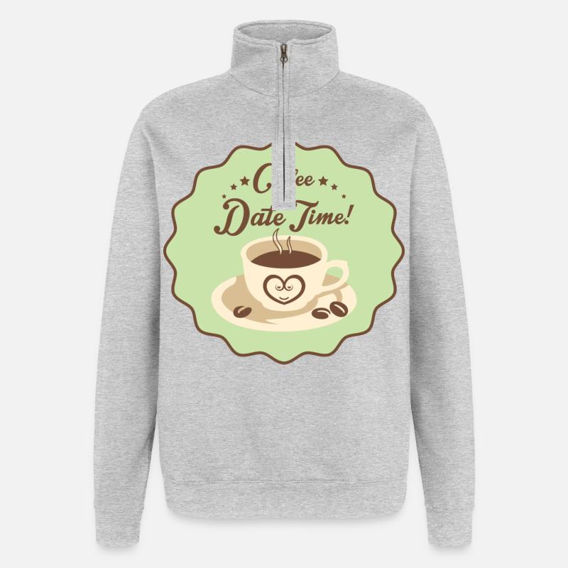 Coffe Date Time - Quarter-Zip Sweatshirt - heather grey