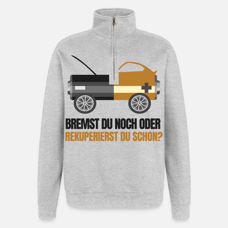 E-Autofahrer - Quarter-Zip-Sweatshirt - Grau meliert